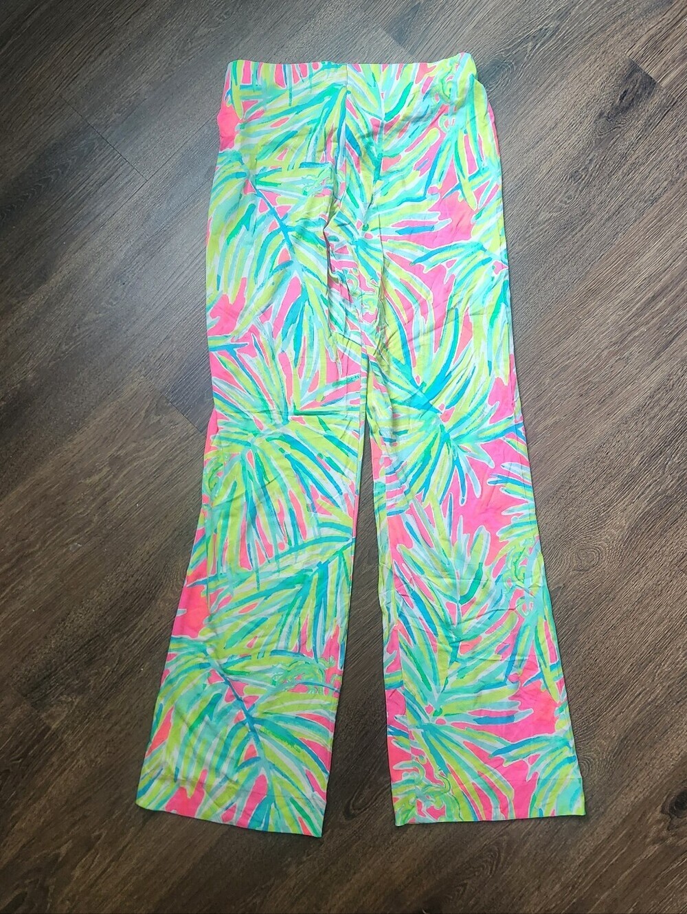 EUC Lilly Pulitzer Georgia May Palazzo Pants In Tiki Pink/Royal Lime, Size S - Picture 7 of 7